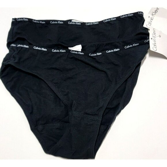 Calvin Klein Black 95% Cotton Bikini Panties Size 6 M Medium 2 Pair New NWT Soft - Picture 1 of 4